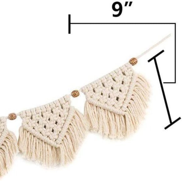 Free People Macrame BOHO Fringe Garland Baner Hang - Picture 9 of 10